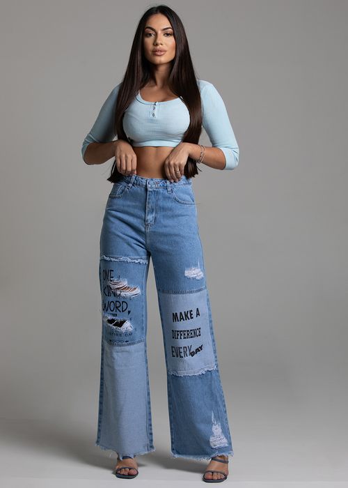 Calça jeans sawary wide leg - 270827