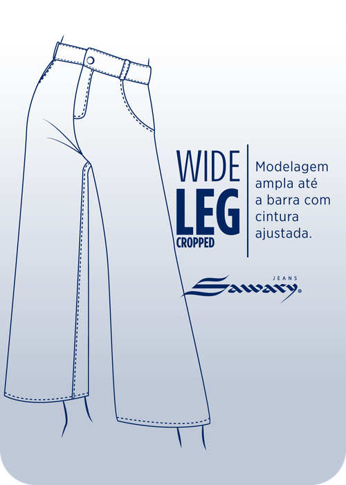 Calça Jeans Sawary Wide Leg Cropped - 272196