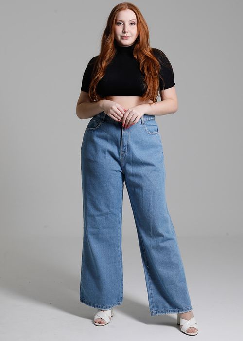 Calça Jeans Sawary Plus Size Wide Leg - 272386