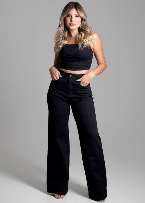 Calça Sarja Sawary Wide Leg - 275028