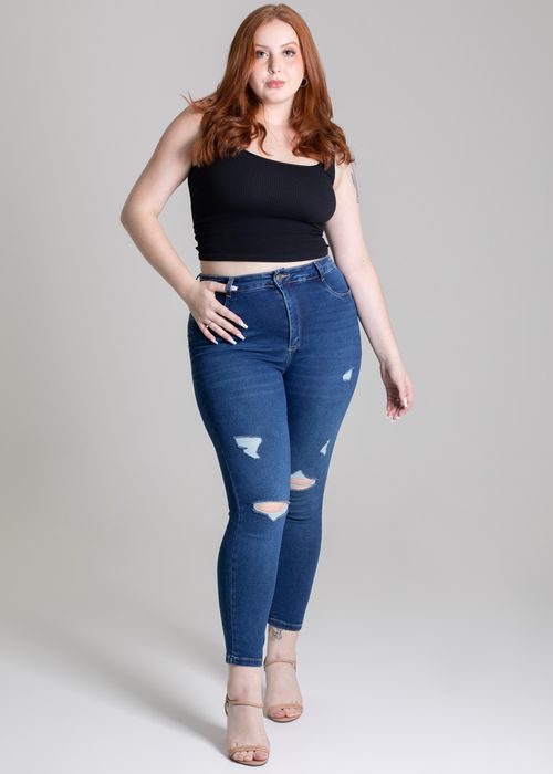 Calça Jeans Plus Size Cropped - 276870