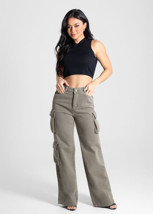 Calça Sarja Sawary Wide Leg- 280818