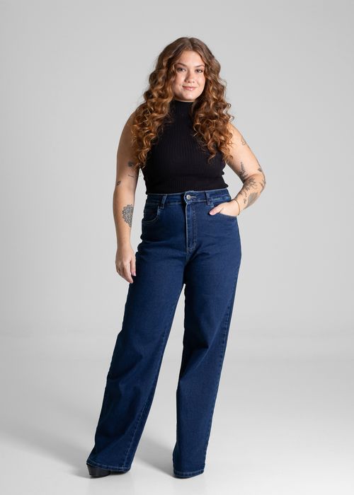 Calça Jeans Sawary Plus Size Wide Leg - 281058