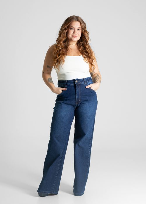 Calça Jeans Sawary Plus Size Wide Leg - 281010