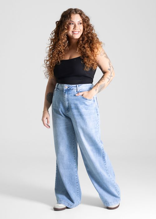 Calça Jeans Sawary Plus Size Wide Leg Petit - 280664