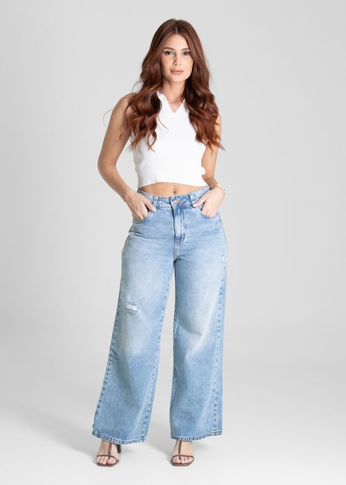 Calça Jeans Sawary Wide Leg Petit - 281550
